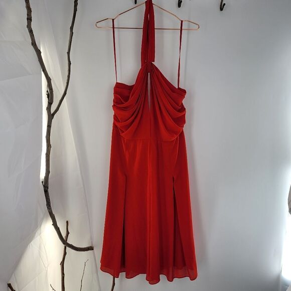 L'agence lightweight red crepe halter dress - Picture 10 of 10